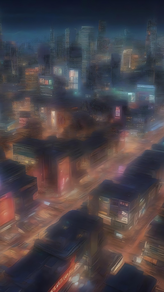 Futuristisk Cyberpunk Neonby om Natten Fremtidig cyberpunk by oplyst med neonlys om natten.