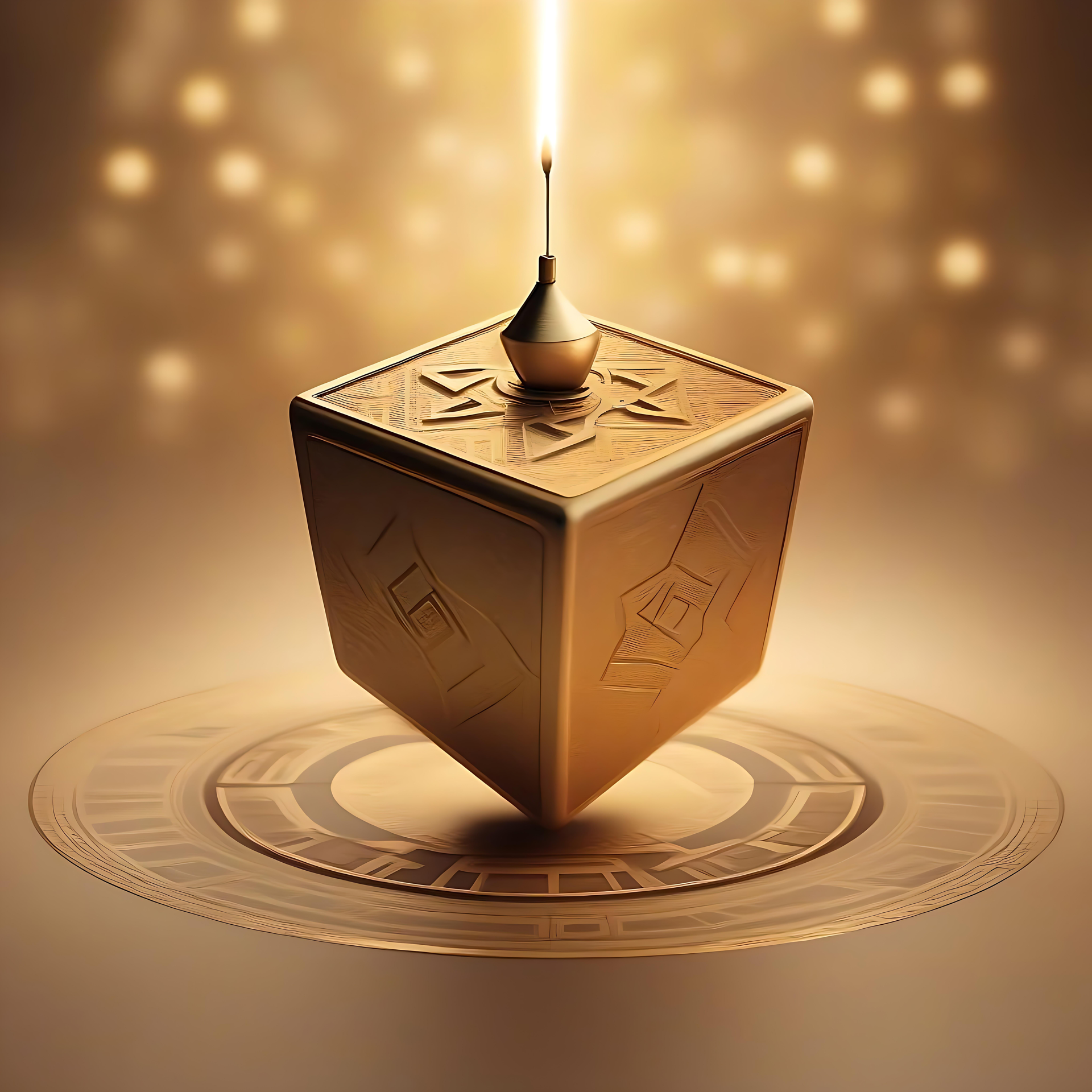 Golden Glow Dreidel Hanukkah papel pintado Dreidel dorado brillante rodeado de intrincados patrones circulares para Hanukkah.