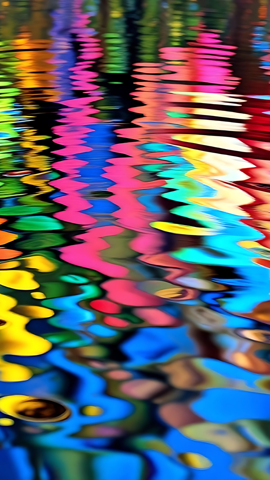Ondulaciones Abstractas Vibrantes en Armonía Colorida Ondulaciones abstractas vibrantes con tonos coloridos reflejados en el agua