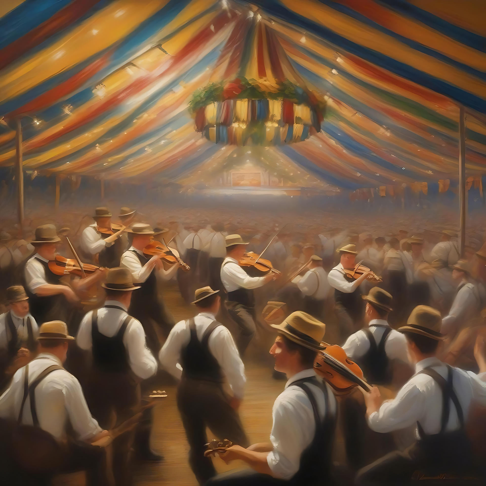 Oktoberfest i ægte bayersk ånd Oktoberfest med bayerske musikere og farverige dekorationer.
