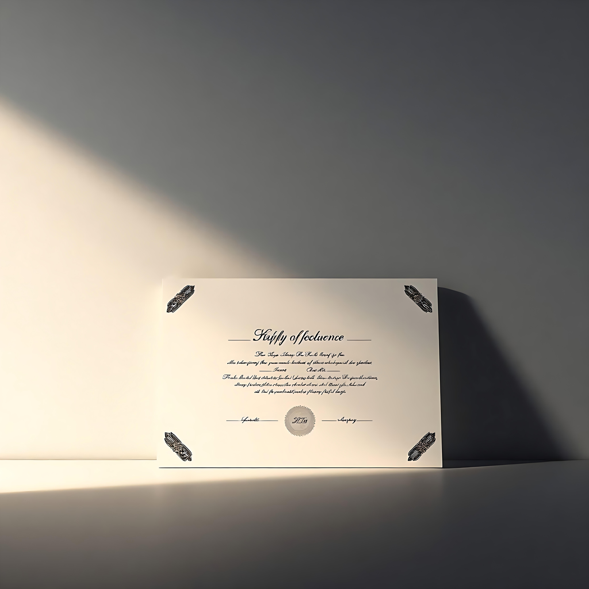 Minimalist Graduation Certificate Under Soft Light Minimalist graduation certificate under soft light