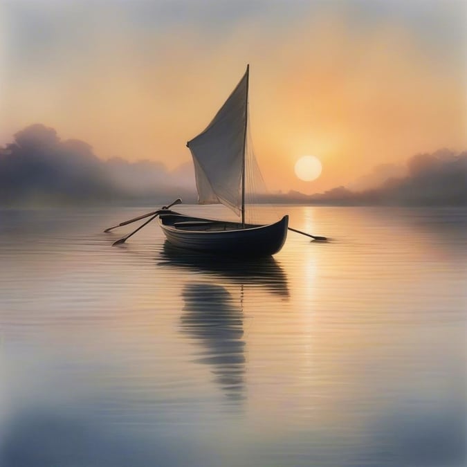 A serene evening sailing past a picturesque sunset on the water.