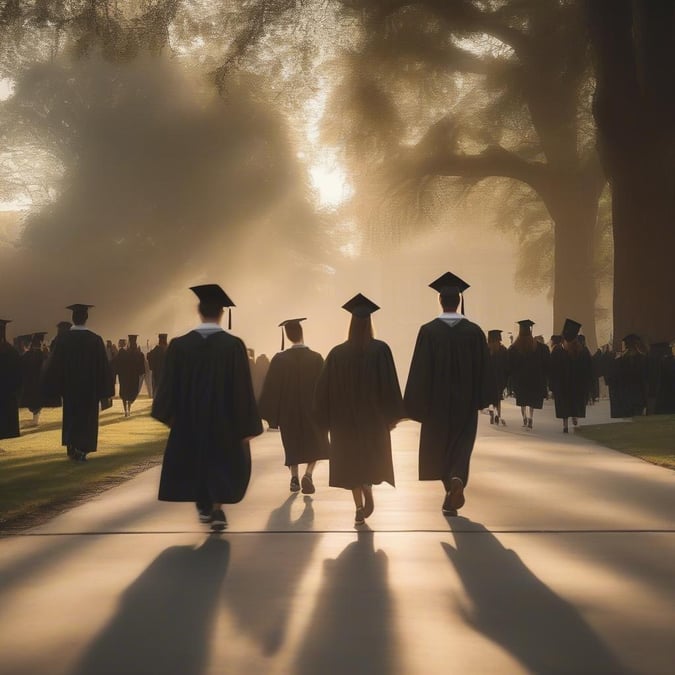 A joyous scene at the graduation ceremony with proud students in their caps and gowns.