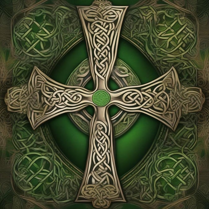 Add a touch of Irish heritage to your desktop or mobile device with this stunning Celtic cross wallpaper, perfect for celebrating St. Patrick's Day.