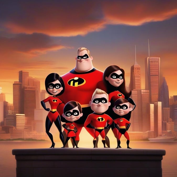 A fun and colorful wallpaper featuring the Incredibles family from Disney. Perfect for fans of the movie.