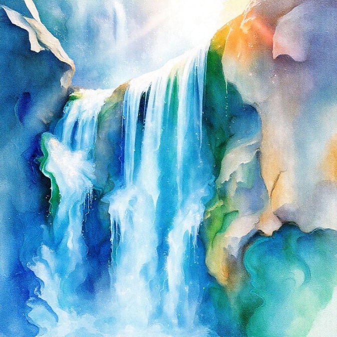 This stunning waterfall wallpaper transports you to a serene and mystical world. The abstract design features a mesmerizing blend of colors and patterns, creating a captivating visual experience.