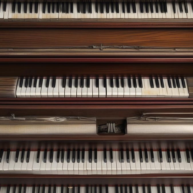 A close-up view of the keys on an organ, showcasing the intricate design of these musical instruments.