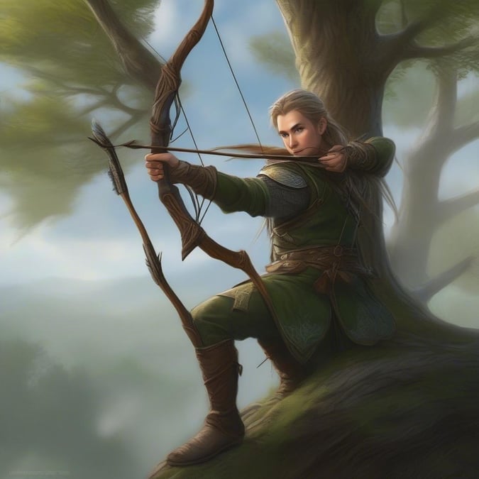 An archer, garbed in armor, focuses intently on the target. The image evokes a sense of calm before a storm - the bow is ready for action.