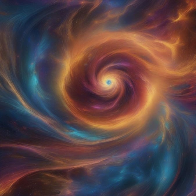 This stunning abstract wallpaper features a swirling pattern of colors that's reminiscent of a galaxy or nebula.