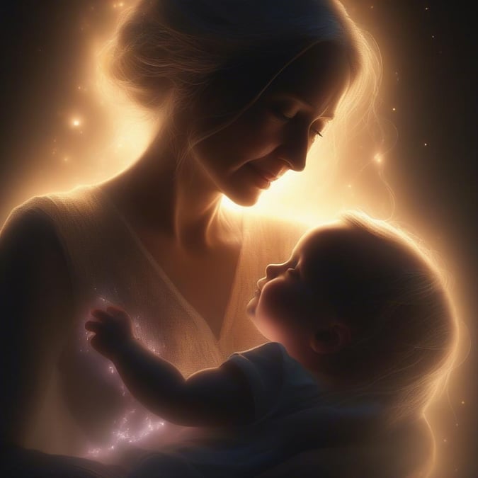 A tender moment between mother and child, symbolizing the bond of love and protection that is eternal.