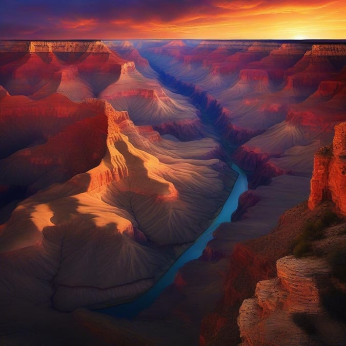 A breathtaking view of the canyons, a testament to nature's grandeur, bathed in the warm glow of sunset.