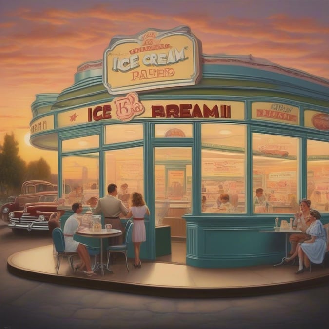 Step back in time with this vintage ice cream shop wallpaper, capturing the charm and nostalgia of a bygone era. Perfect for adding a touch of classic style to your desktop or mobile device.