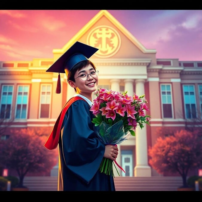 A proud graduate on their special day, embracing the future with anticipation.