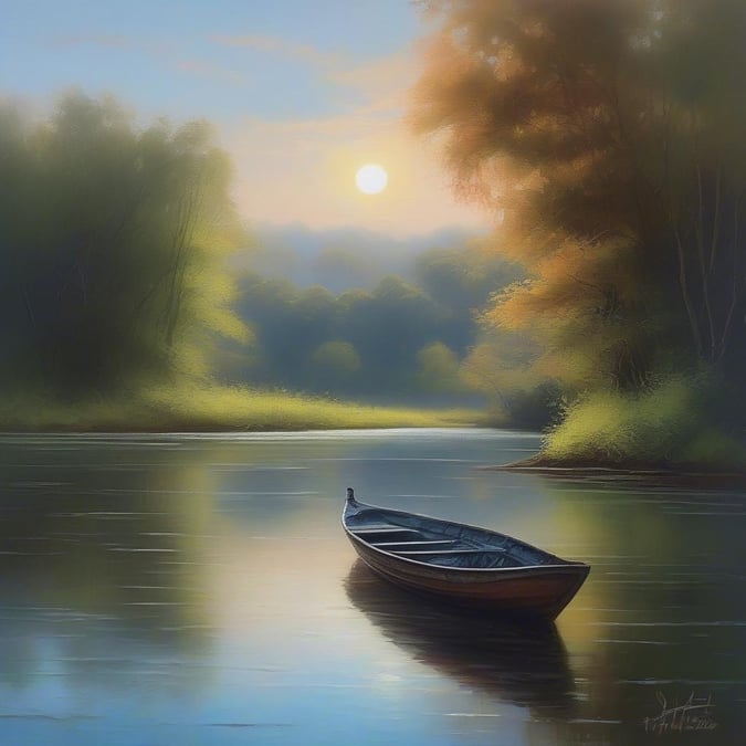 A serene lake at sunset, where the only boat on the water is a small canoe. The tranquil scene captures the spirit of a fresh start to the new year.