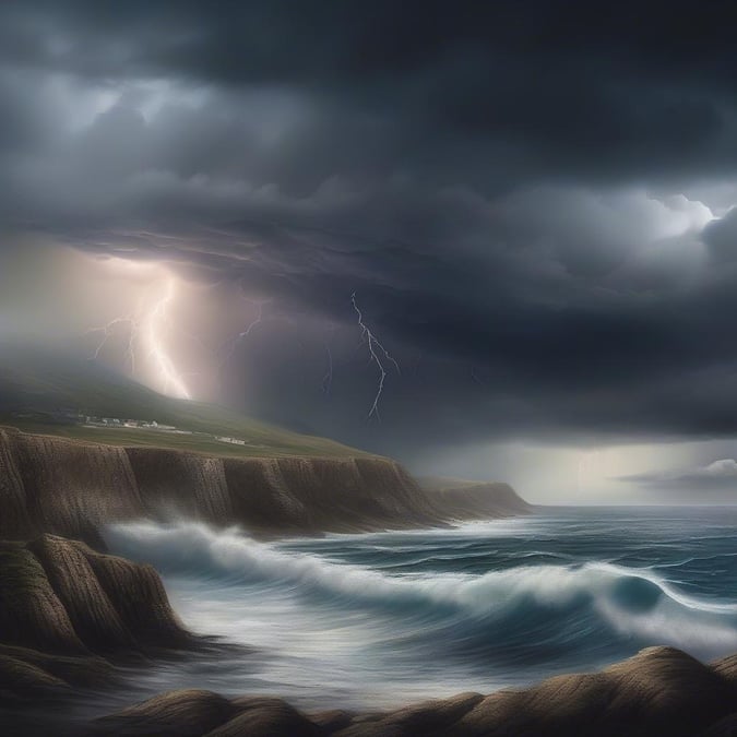 This stunning wallpaper captures the power and beauty of a stormy ocean landscape, perfect for desktop and mobile use.