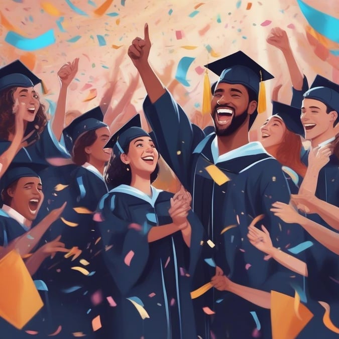 Celebrate the achievement of a lifetime with this stunning graduation wallpaper. Perfect for desktop and mobile use, this image captures the joy and pride of this special moment. Whether you're a graduate yourself or want to show your support, this wallpaper is a great way to commemorate this occasion.