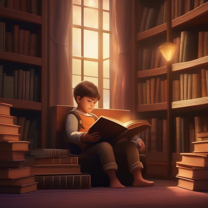 A young child enjoys a quiet moment with an open book in their personal library.