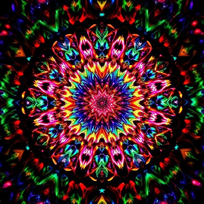 This psychedelic kaleidoscope wallpaper is a mesmerizing display of color and pattern. The kaleidoscope design creates a sense of movement and energy, making it a perfect choice for anyone looking to add some visual interest to their desktop or mobile device.