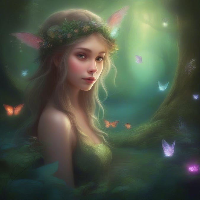 A magical scene from a fantasy game, where the elven princess greets you on your journey through the mystical forest.