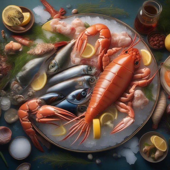 A vibrant display of fresh seafood, perfect for a healthy meal or snack.