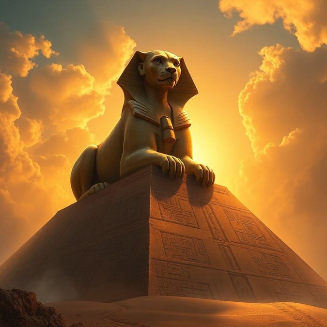 This stunning wallpaper features a majestic sphinx in the desert, exuding an air of mystery and ancient wisdom. The intricate details and majestic presence of the sphinx make it a captivating sight, perfect for desktop and mobile use.