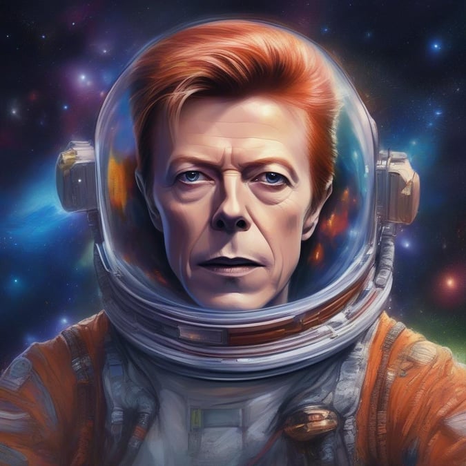 This stunning wallpaper features David Bowie in a space suit, surrounded by the vastness of space. The image is a tribute to Bowie's legacy as a musician and his influence on popular culture.