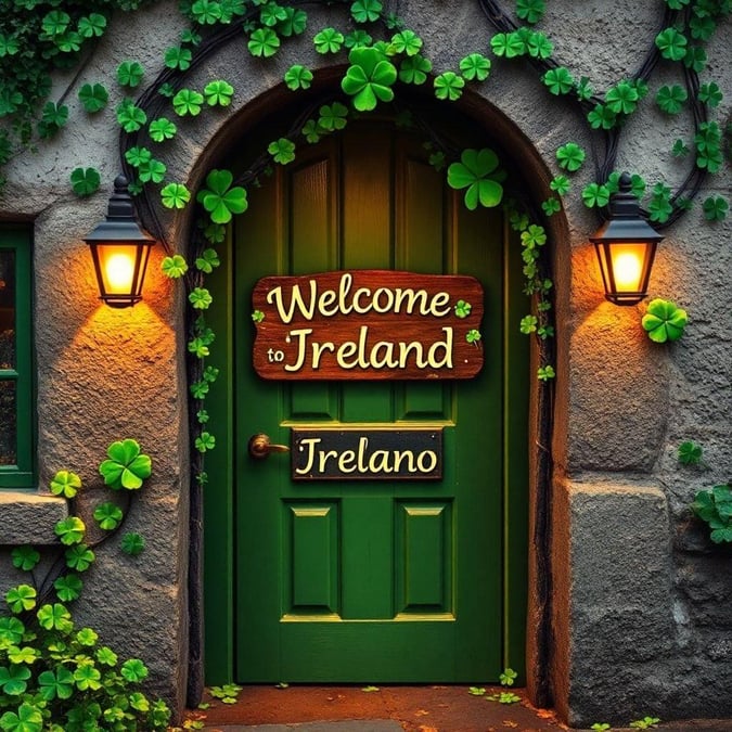 A festive Irish greeting with an inviting doorway