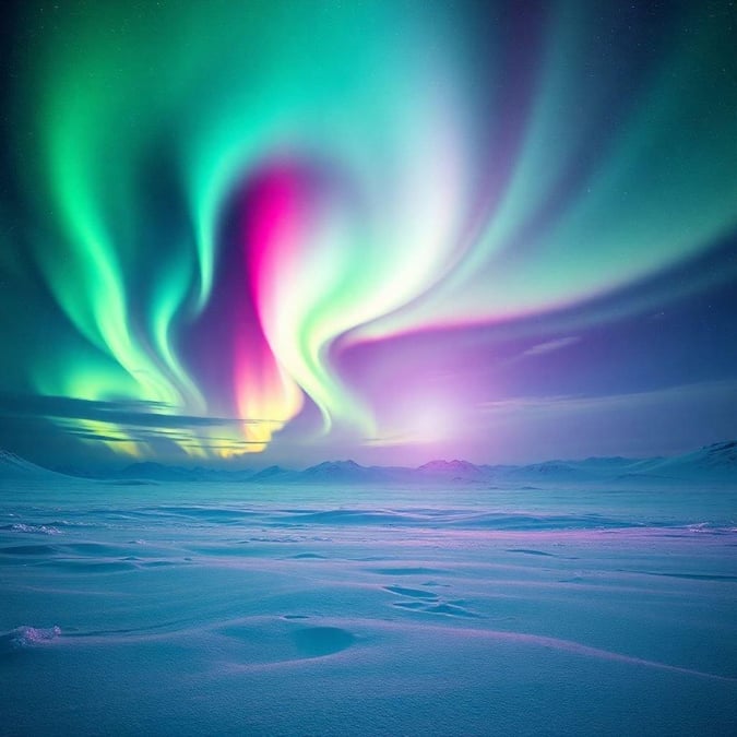 This stunning wallpaper features the breathtaking Aurora Borealis, also known as the Northern Lights, in all its glory. The vibrant colors and swirling patterns create a mesmerizing display of natural beauty.