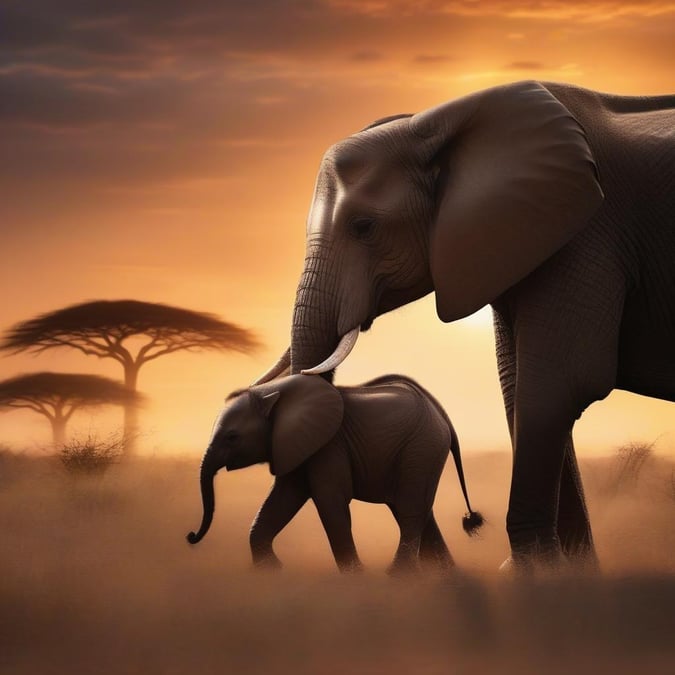 Celebrate Mother's Day with this beautiful wallpaper featuring elephants, a symbol of love and nurturing.