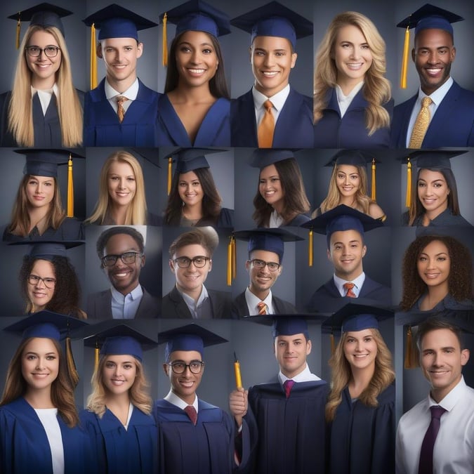 A collage of happy graduates in their caps and gowns, commemorating a significant milestone in their academic journey.