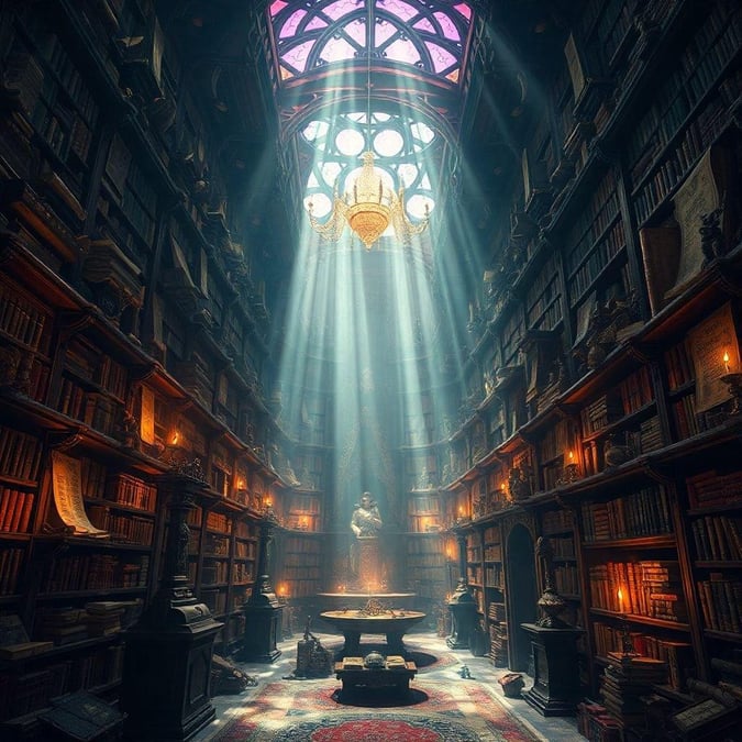 Step into a world of wonder and magic with this fantasy library wallpaper. The intricate details and vibrant colors will transport you to a realm of endless possibilities.