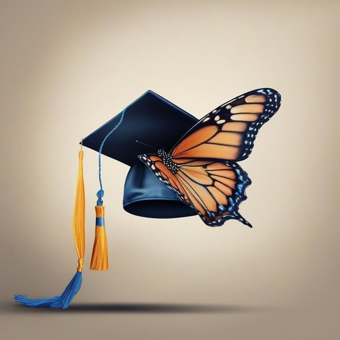 Add a touch of elegance and inspiration to your desktop or mobile device with this beautiful graduation butterfly wallpaper.