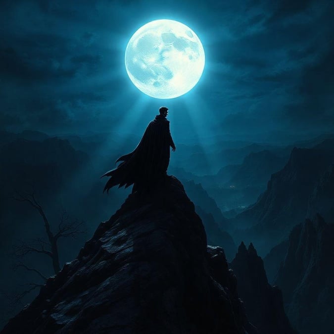 Embrace the eerie allure of a nighttime descent on a treacherous path. The full moon casts an ominous glow, and the darkness beckons as you venture forth into the unknown.