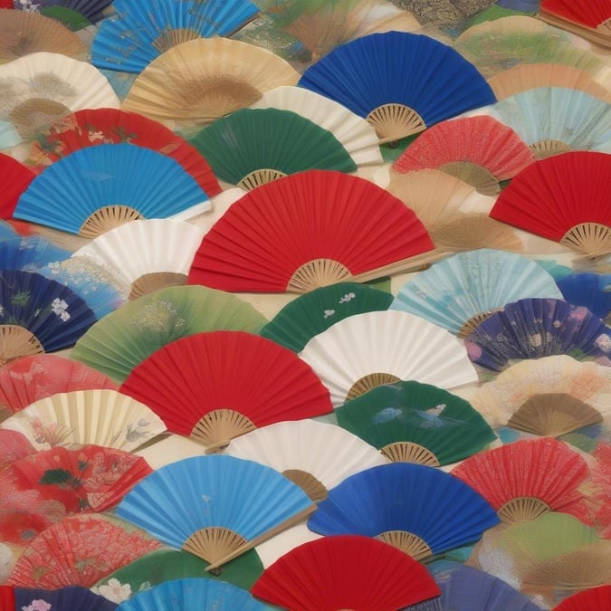 Immerse yourself in the beauty and culture of Japan with this vivid wallpaper featuring a variety of colorful fans. From the traditional red folding fan, to the elegantly decorated round foldable fans, each one is unique and showcases the artistry that goes into their creation. This collection evokes the essence of Japanese tradition and serves as a beautiful addition to any desktop or mobile device.