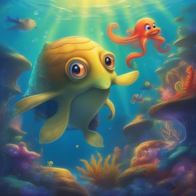 This vibrant underwater adventure features beloved Disney characters, each with their unique charm and personality. Join the fun as these sea buddies explore the beautiful ocean life together.