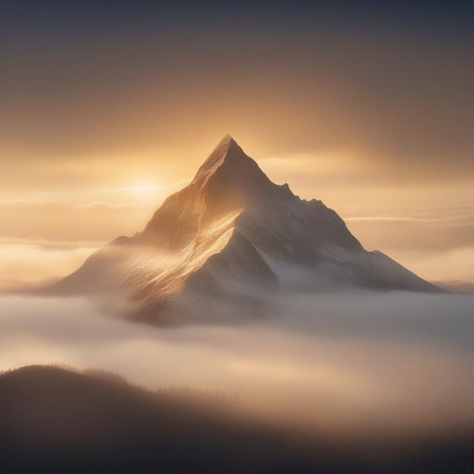 A breathtaking sunrise over a majestic mountain peak, capturing the beauty of nature's morning glow.