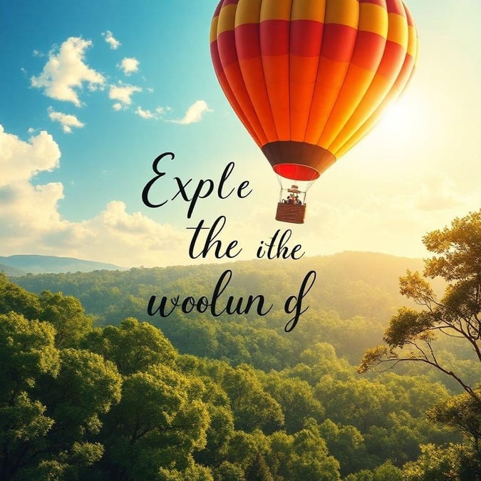 Embrace the beauty of nature and find your inner peace with this stunning wallpaper featuring a hot air balloon soaring over a lush forest. Let the serene landscape and uplifting quote inspire you to explore new horizons and discover the wonders of the world.