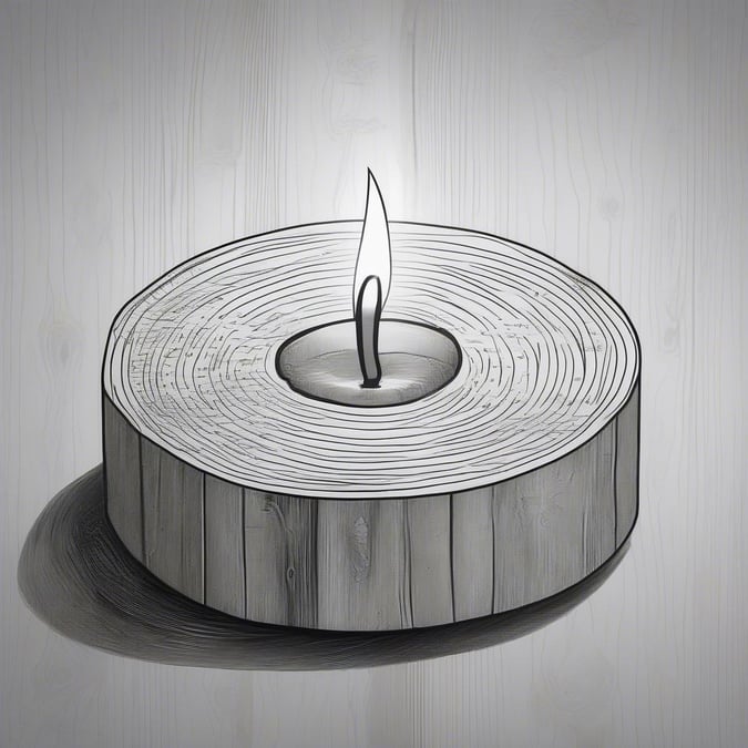 A single, flickering candle in an elegant wood holder, casting a warm glow on the white surface below.