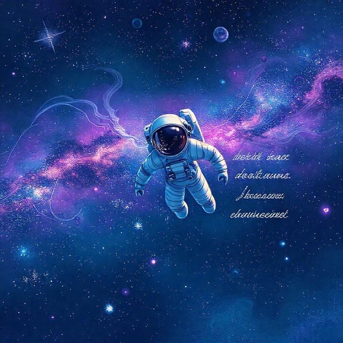 This breathtaking space wallpaper captures the essence of human exploration with a touching quote about our shared journey.