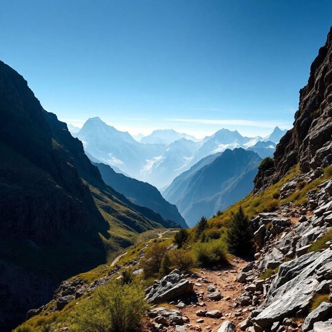 A breathtaking view of a mountain valley, perfect for a desktop or mobile wallpaper.