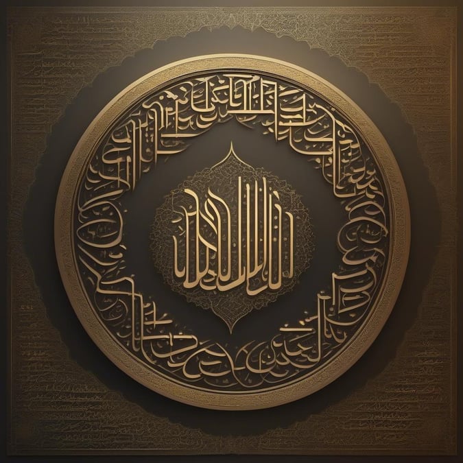 This stunning Ramadan wallpaper features beautiful Arabic calligraphy in a circular pattern, perfect for adding a touch of elegance to your desktop or mobile device.