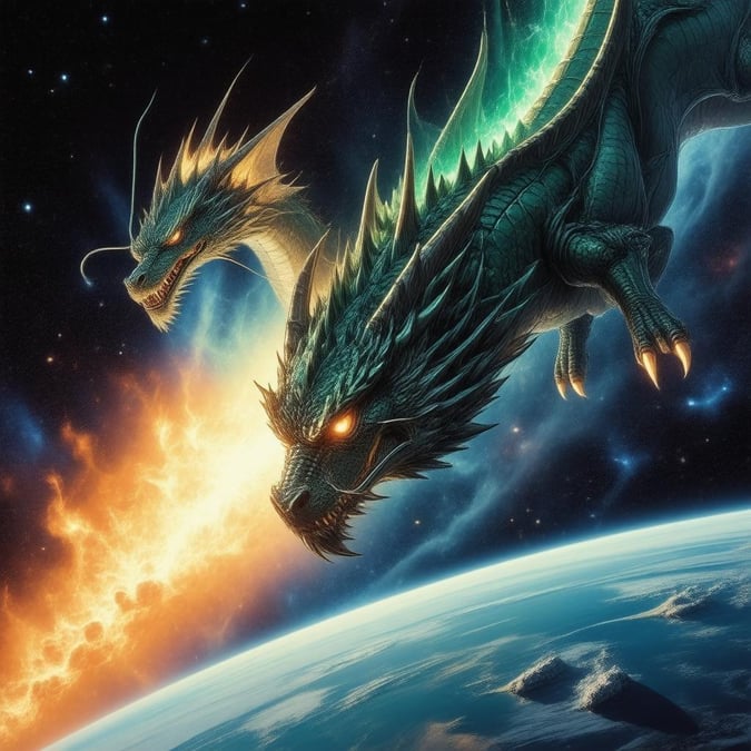 Immerse yourself in the world of anime with this stunning wallpaper featuring a majestic dragon soaring above an unknown planet. The vibrant blue and green hues evoke a sense of power and mystery, while the dragon's sharp claws hint at an epic journey.