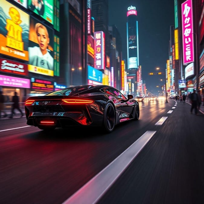 Experience the vibrant energy of a neon city at night, where sleek cars and futuristic architecture blend in perfect harmony.