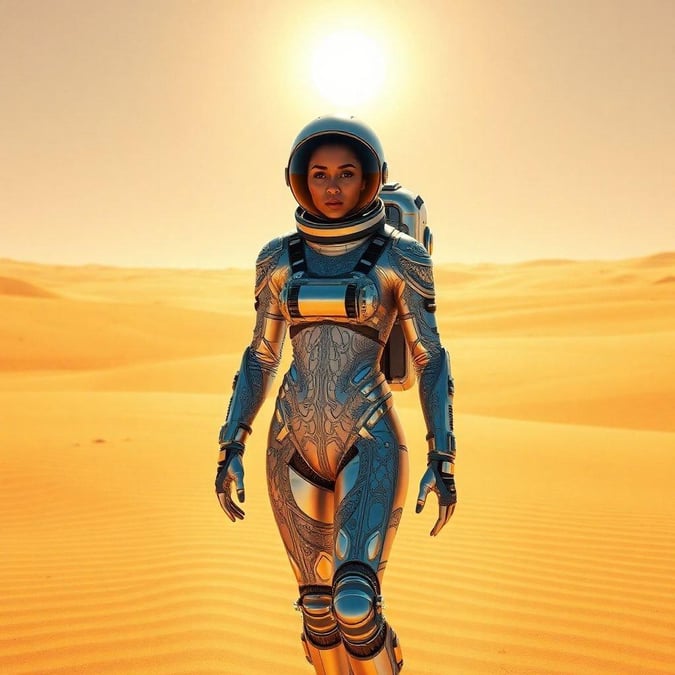 This stunning wallpaper features a fashionable astronaut in the desert, blending style and adventure.