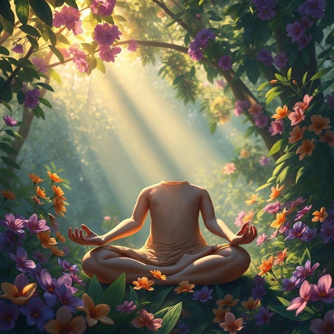 Find inner peace and tranquility in this beautiful garden scene. The soft light and vibrant colors create a calming atmosphere, perfect for meditation and relaxation.