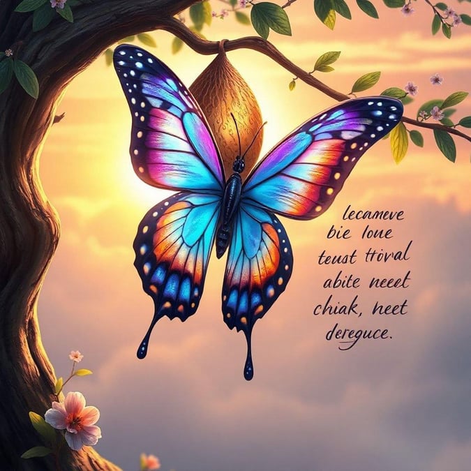 Embrace life with hope, dream big and make your wishes fly like this butterfly. The sun in the background represents new beginnings and bright opportunities.