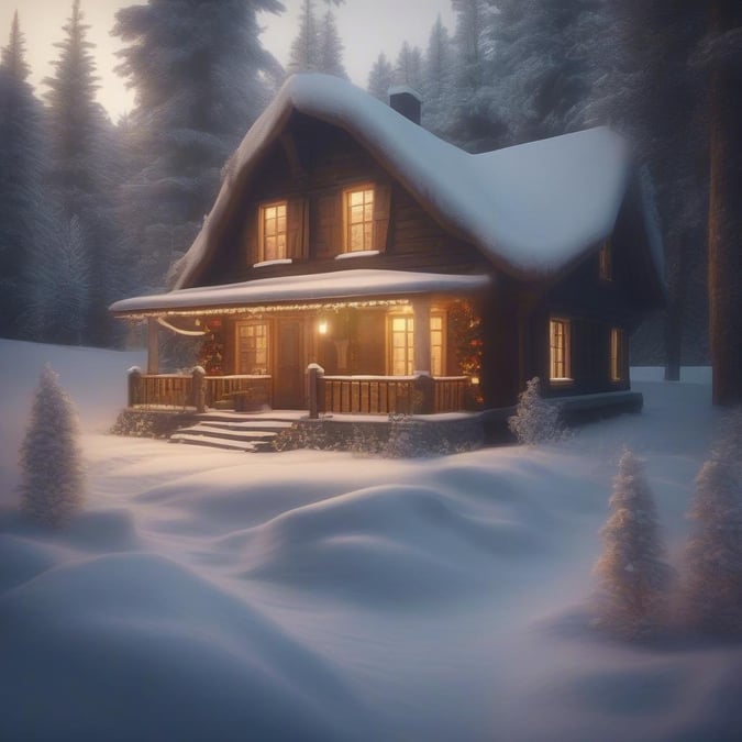 This Christmas wallpaper captures the serene beauty of a snowy scene, perfect for the holiday season.