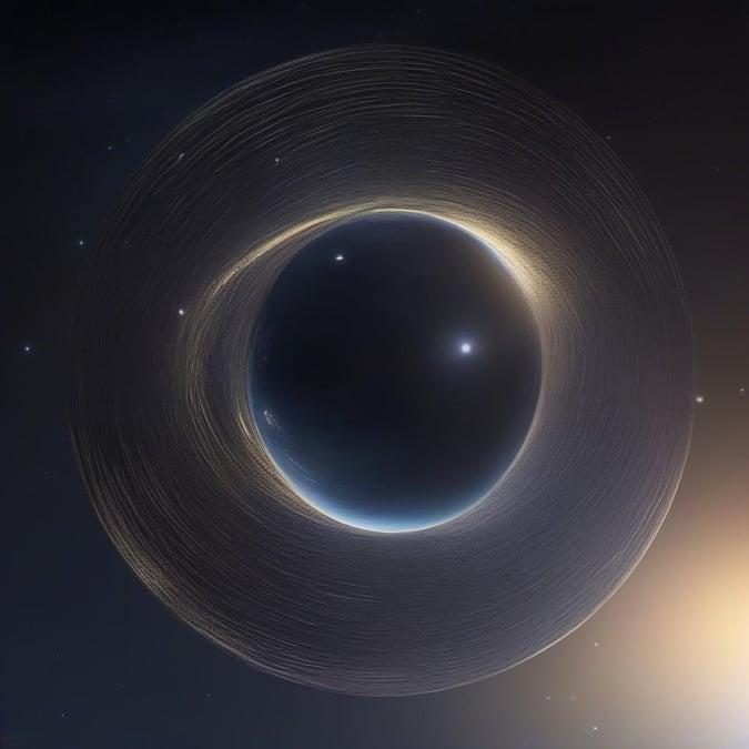 This mesmerizing space scene seems to defy the laws of physics, featuring a ringed planet that appears suspended in an unnatural orbit around two stars.