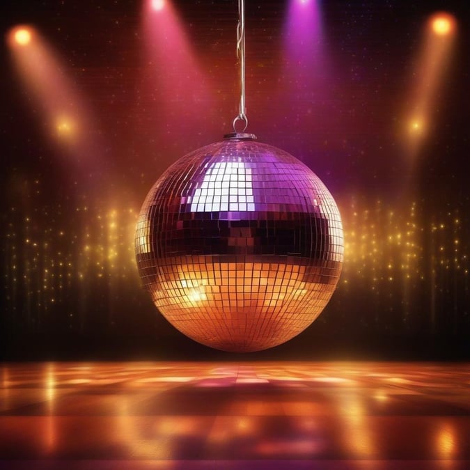 Turn on the disco lights, grab your groovy moves, and let the rhythm guide you with this vibrant wallpaper. Featuring a classic disco ball ready to spin its magic at a glamorous dance party.