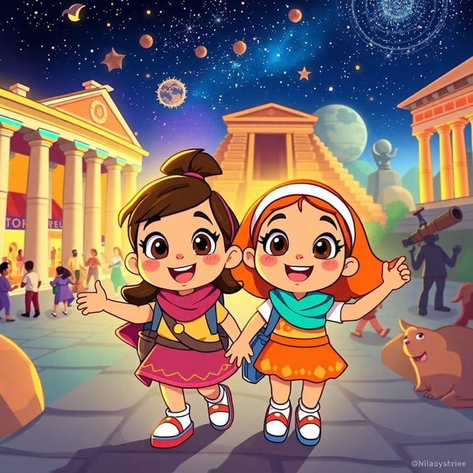 Explore the world with your best buddy! Join these two lovely girls as they embark on a grand adventure filled with fun and friendship.